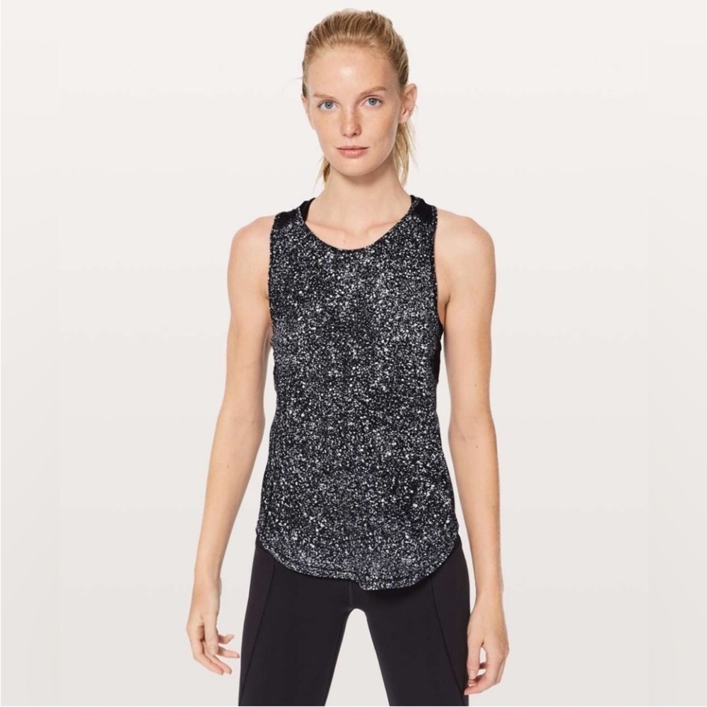 Lululemon Sculpt Tank Il in Splatter White Black Size 10